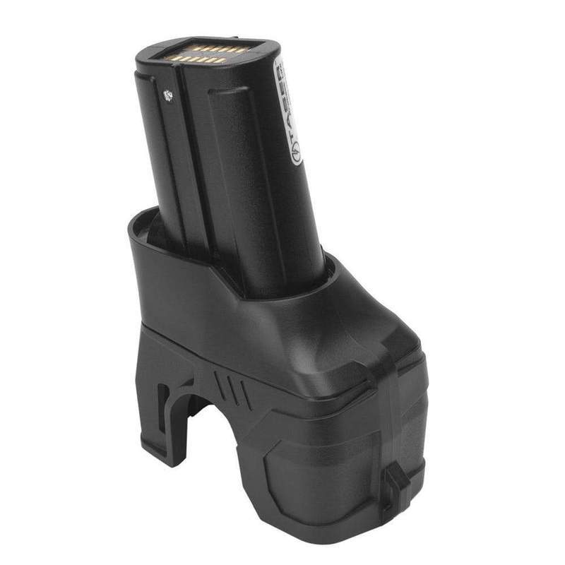 TASER X-Series stun gun battery pack inserted into the bottom grip