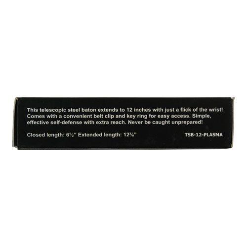 12" Safety Tech Expandable Steel Keychain Baton Plasma's back packaging