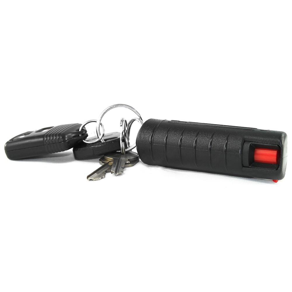 Streetwise Black pepper spray on a keyring with car remote and keys