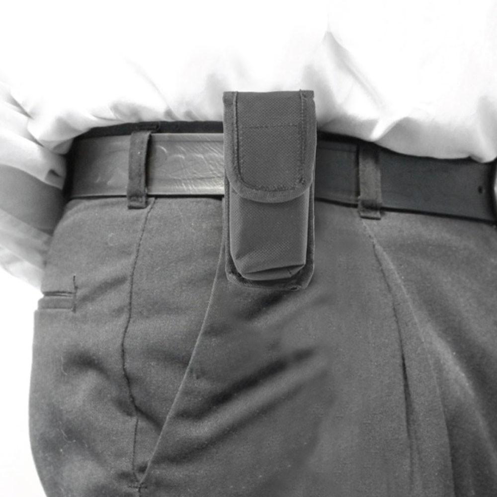 Nylon holster of Streetwise Lifeguard Mini Rechargeable Stun Gun worn on belt