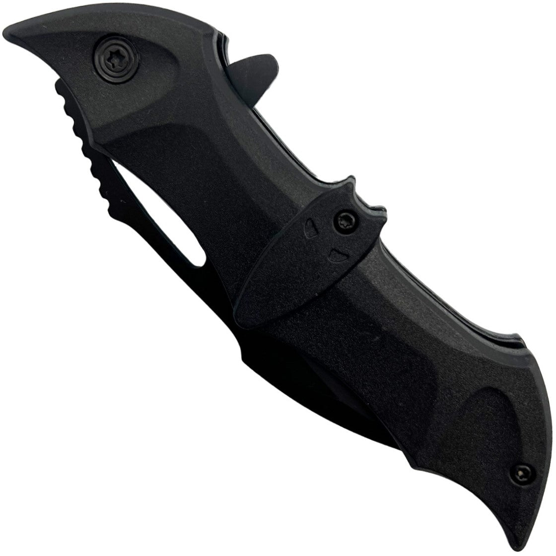 3.75" ElitEdge Bat Stainless Steel Folding Knife w/ Pocket Clip in folded state