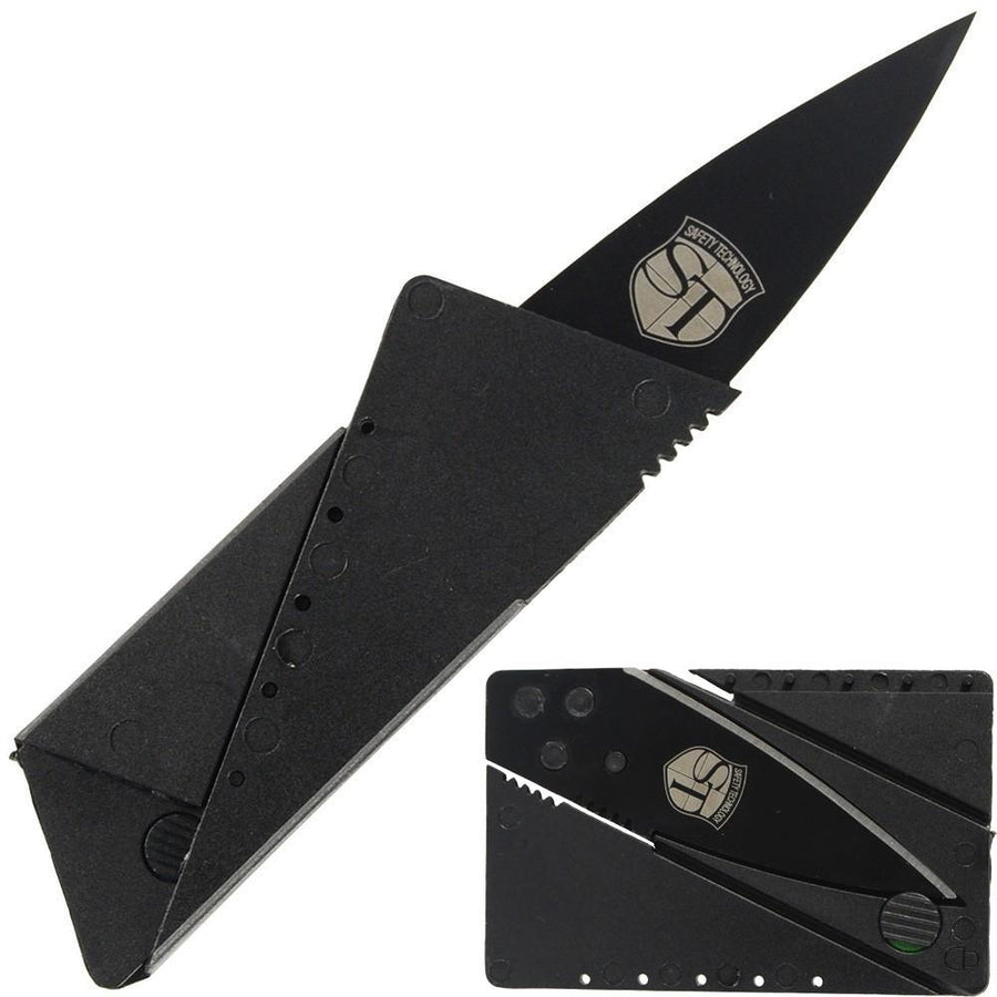 Folding Locking Credit Card Knife Black Stainless Steel 2.75&quot;