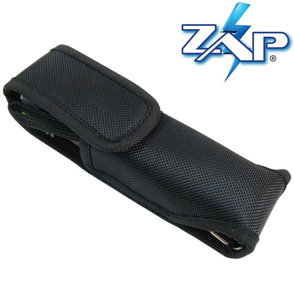 Black tactical nylon holster for ZAP Rechargeable Stun Gun Flashlight