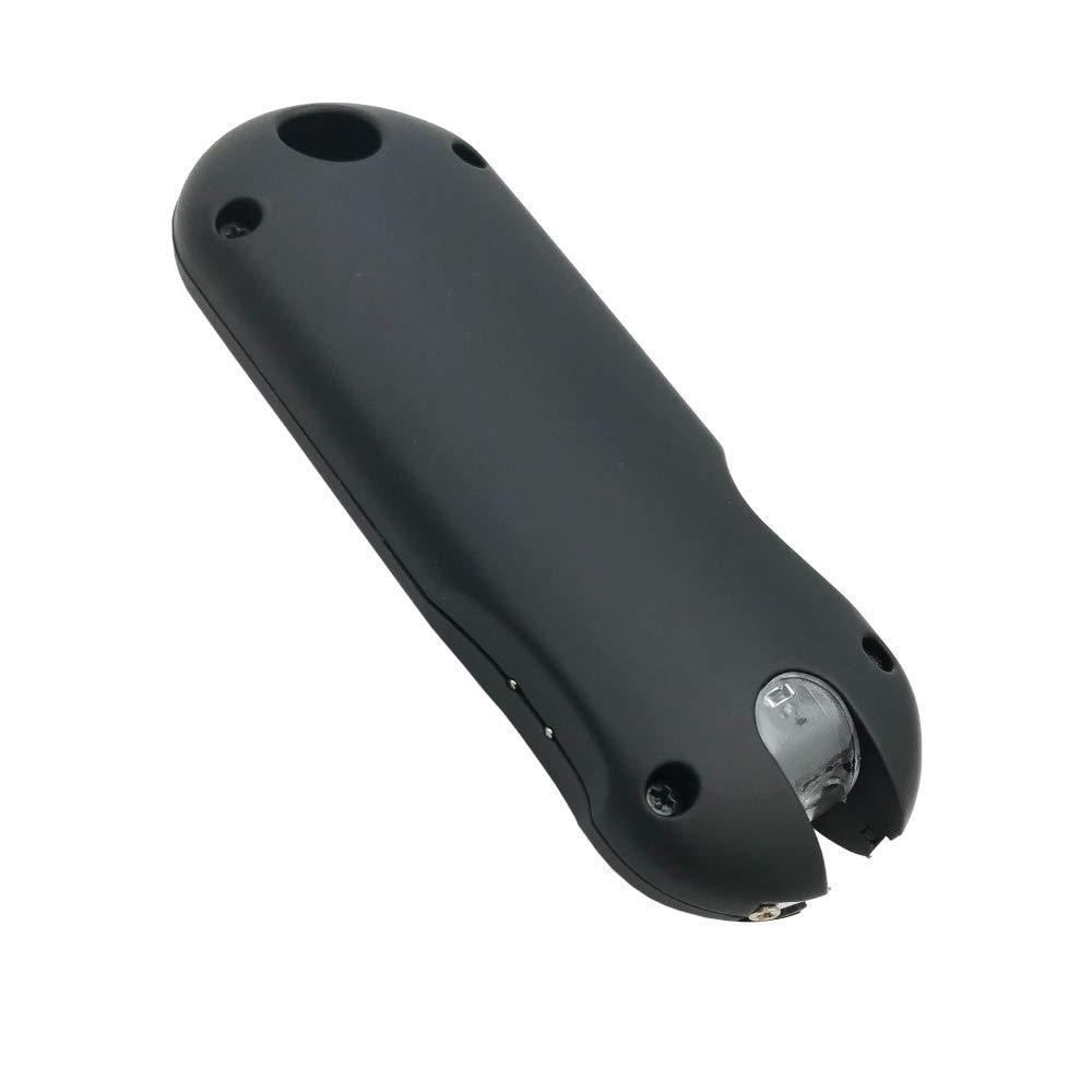 Black Street Wise mini stun gun with flashlight shown from the back end