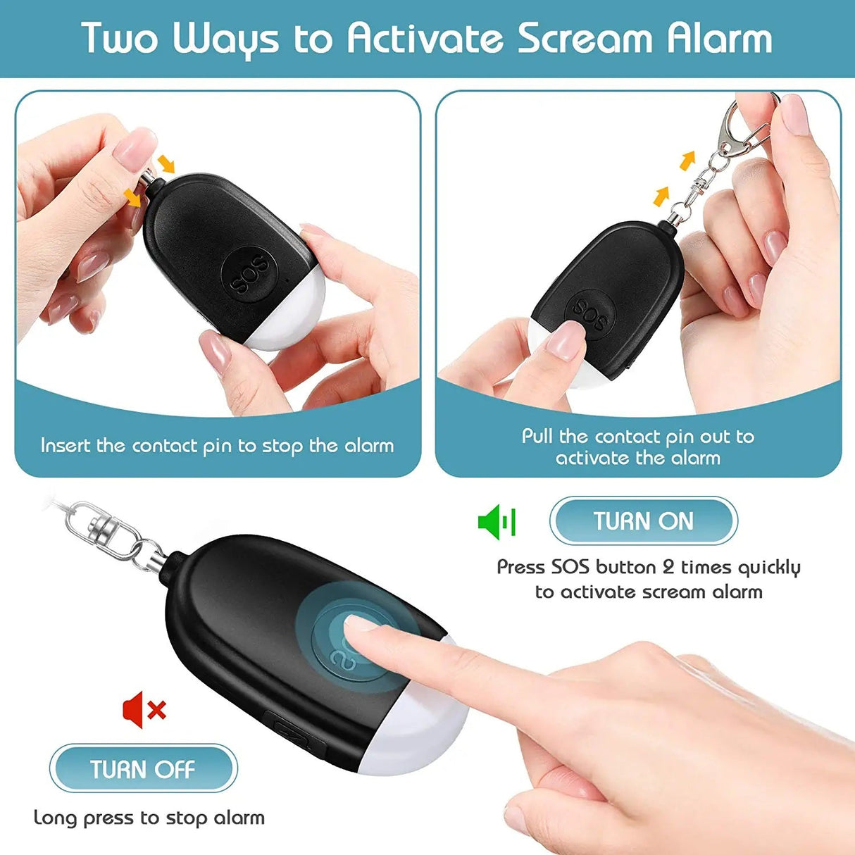 Crow Alert Rechargeable SOS LED Personal Panic Alarm 130dB