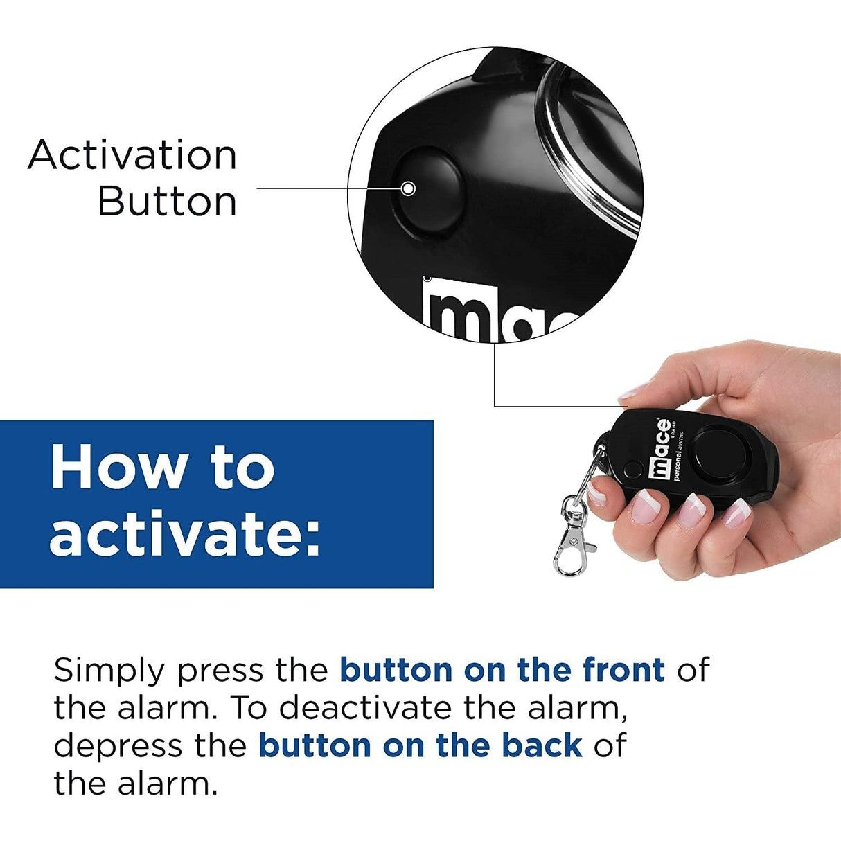 Mace Personal Keychain Panic Alarm 130dB w/ Whistle