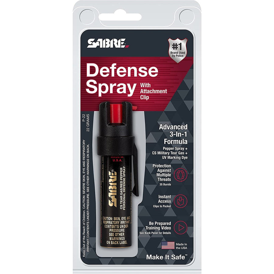 SABRE® 3-in-1 Defense Compact Pepper Spray w/ Pocket Clip