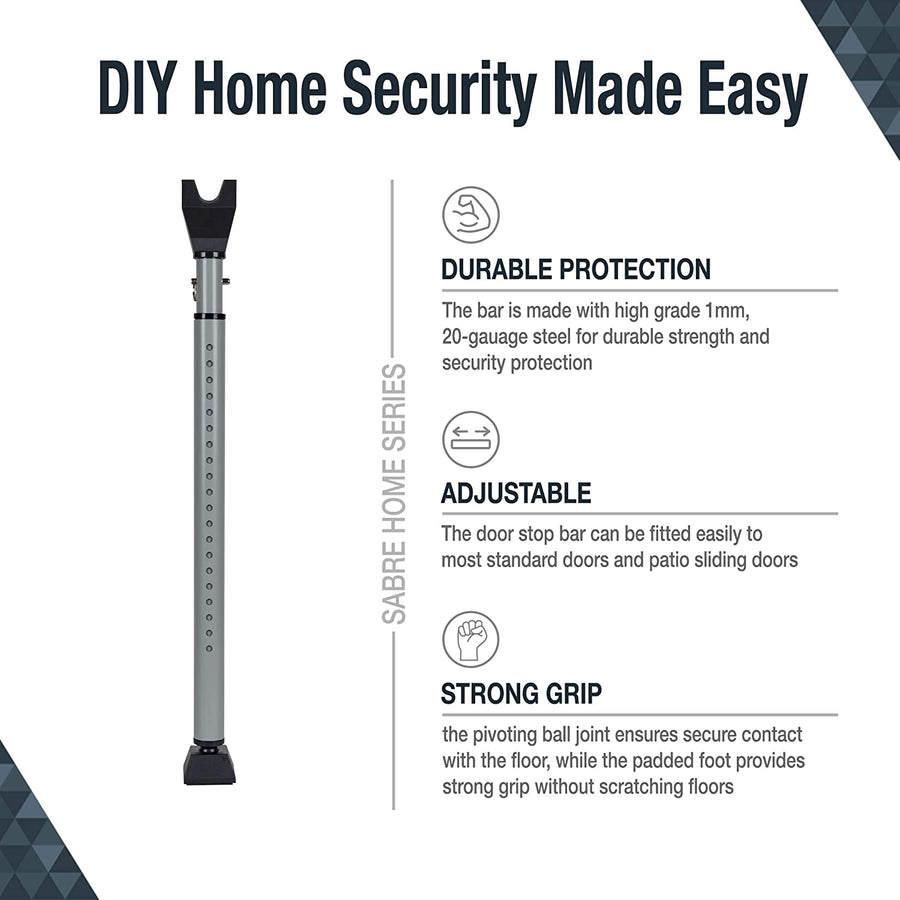 SABRE® Adjustable 2-in-1 Home Security Door Bar