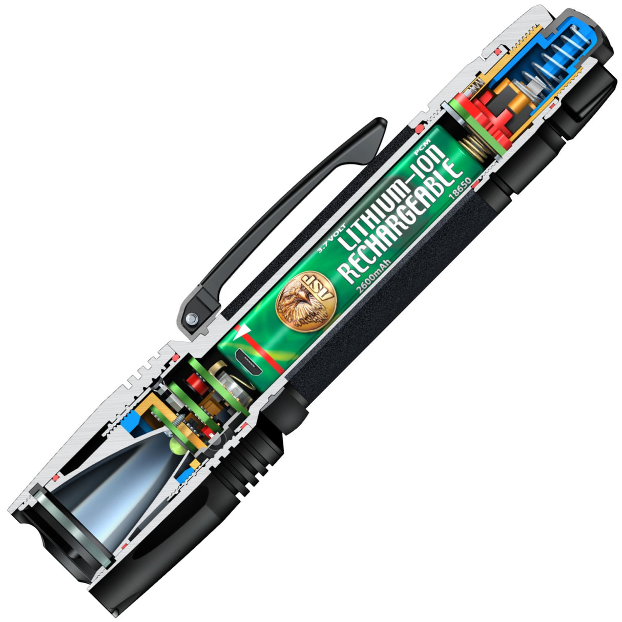 Digital illustration of an inside component of ASP Spectrum DF Police Duty Rechargeable LED Flashlight 300 lm