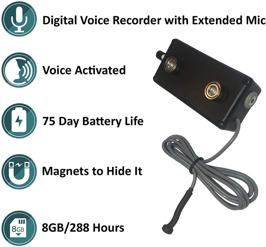 Black Vox Voice Activated External Mic Rechargeable Recorder