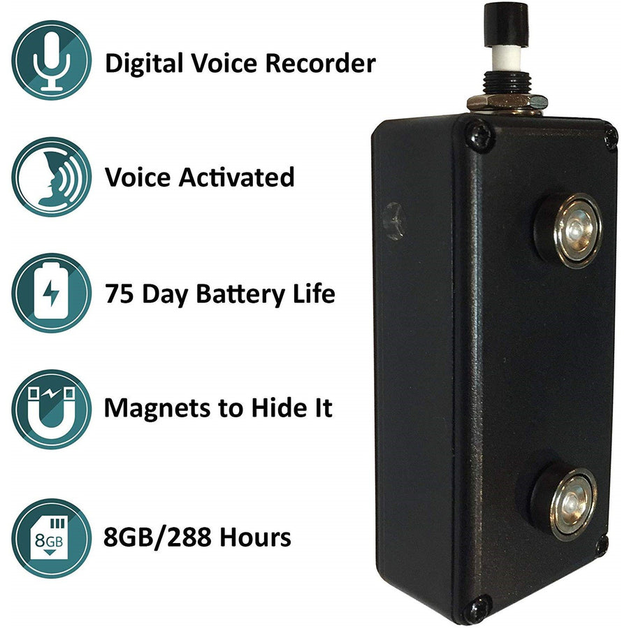 Black Vox Voice Activated Internal Mic Rechargeable Recorder