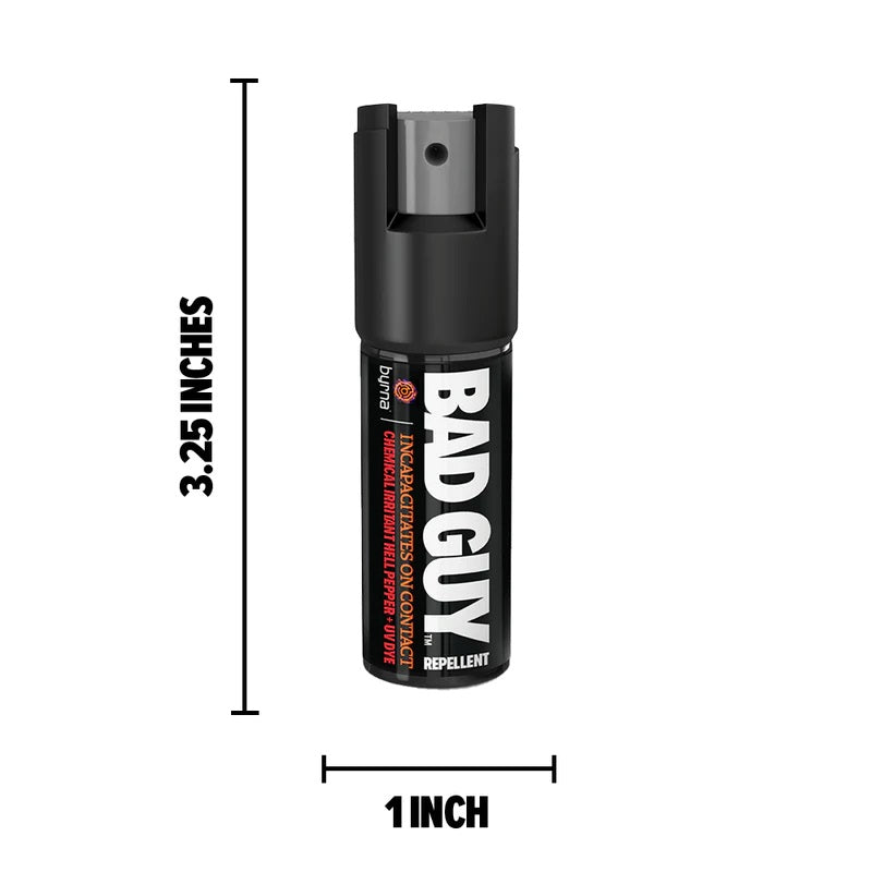 Byrna® Bad Guy Repellent Pepper Spray with measurement lines indicating its height and width