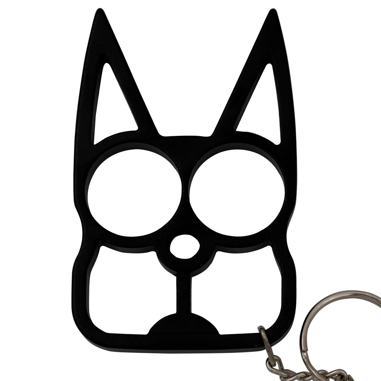 Black Cat-shaped Self-Defense Metal Knuckle in keychain form