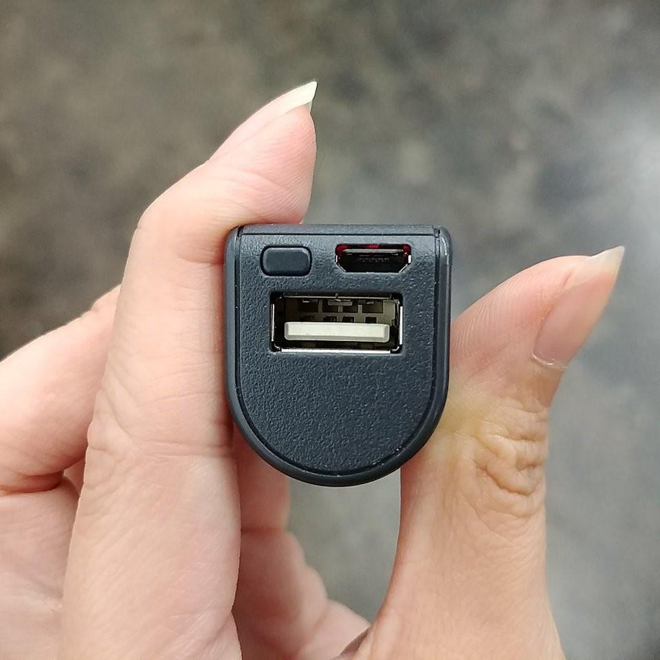 Close-up of the end of the Voice Recorder & Power Bank, showing the full-sized USB port