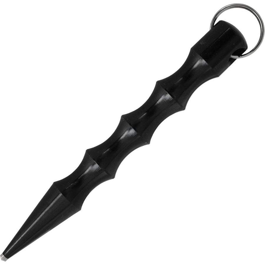 Tactical Pointed Tip Grooved Grip Kubotan 5.5'' Black