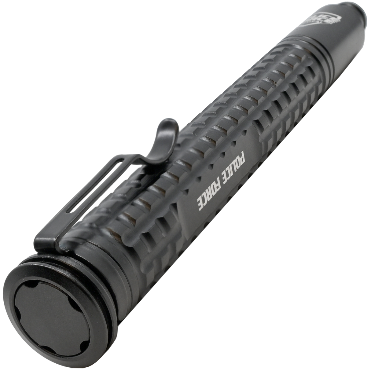 16" Police Force Tactical Push Button EZ Close Expandable Steel Baton in a collapsed form