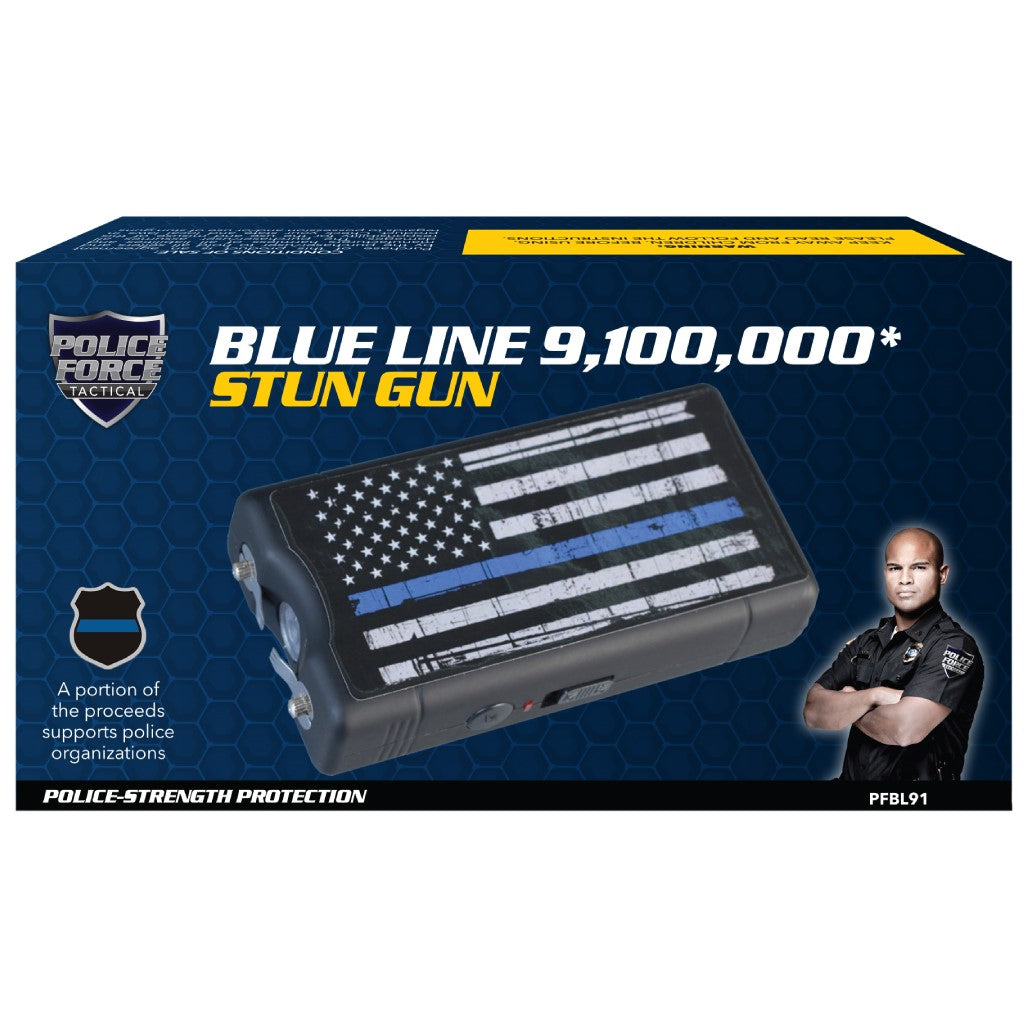 blue lines 9100000 volt stun gun in box
