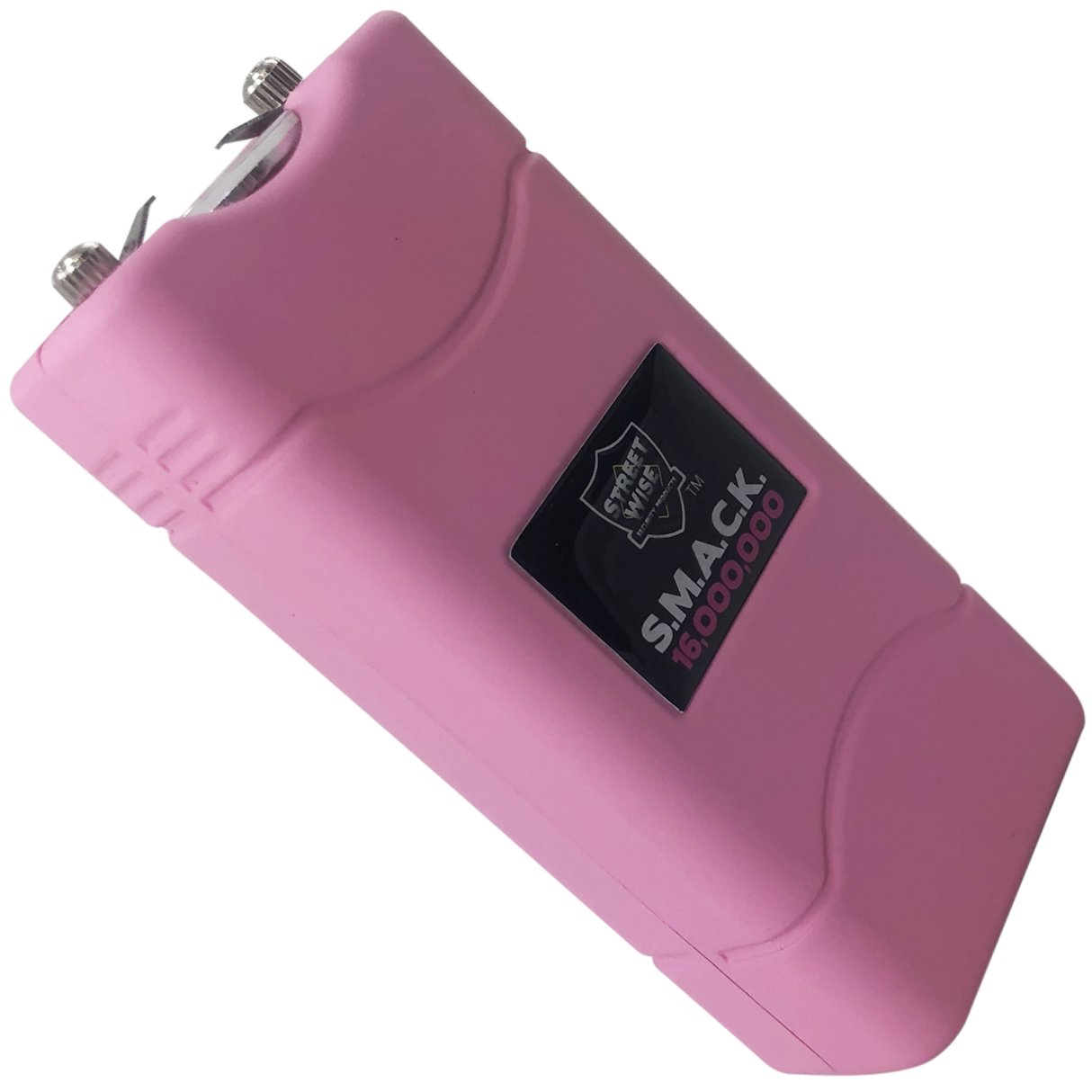 Front angle view of Pink Streetwise S.M.A.C.K. Keychain Stun Gun 16M