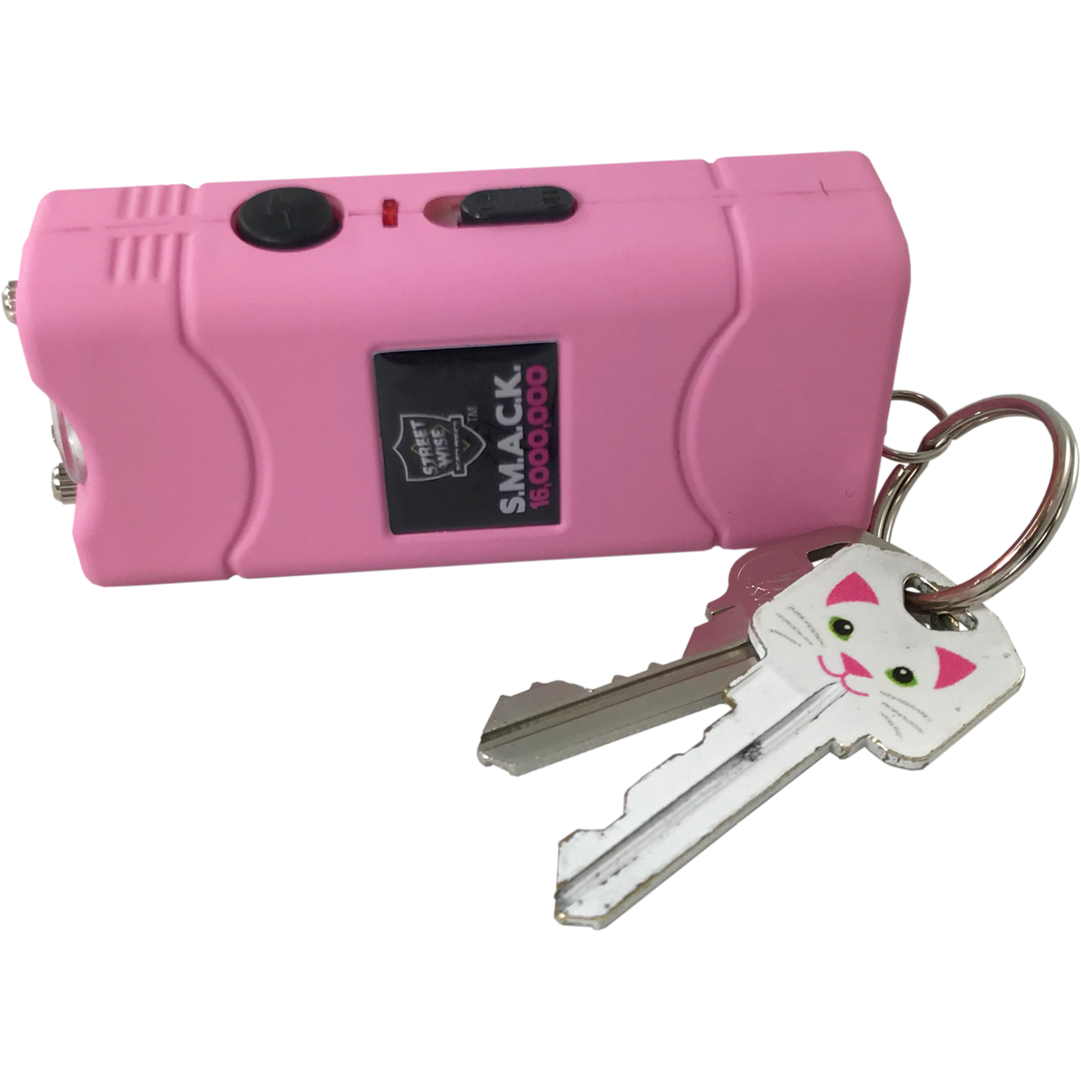 Pink Streetwise S.M.A.C.K. Keychain Stun Gun 16M with keys attached