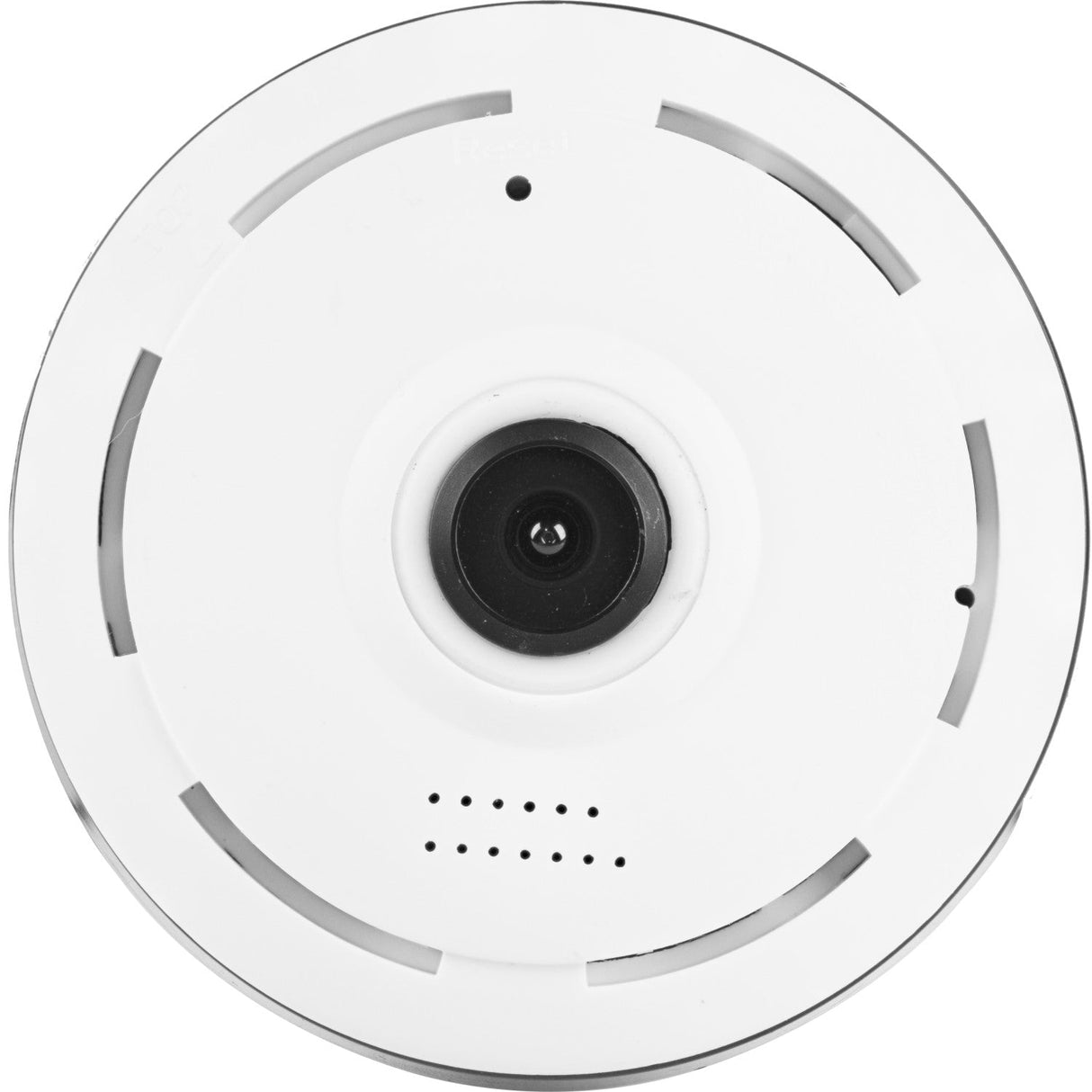 Black and white SpyWfi 360-degree fish-eye security camera, showing the lens