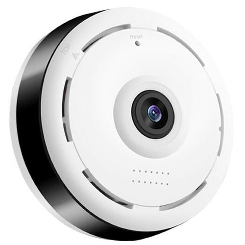 Black and white SpyWfi 360-degree fish-eye security camera, showing the lens
