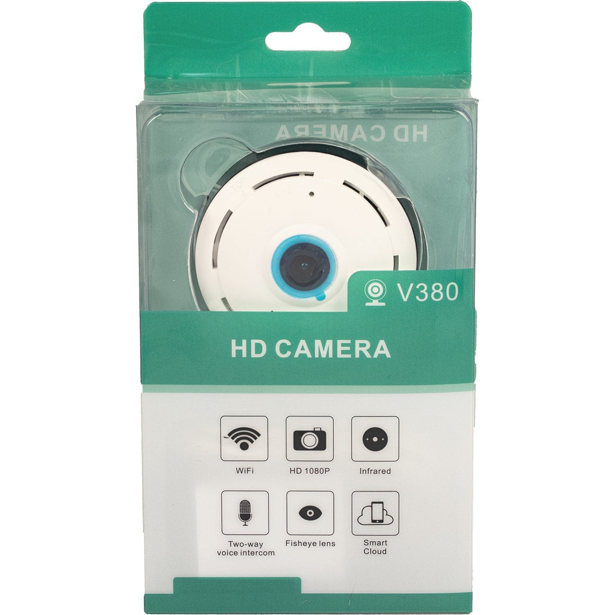 SpyWfi 360-degree fish-eye security camera in a packaging