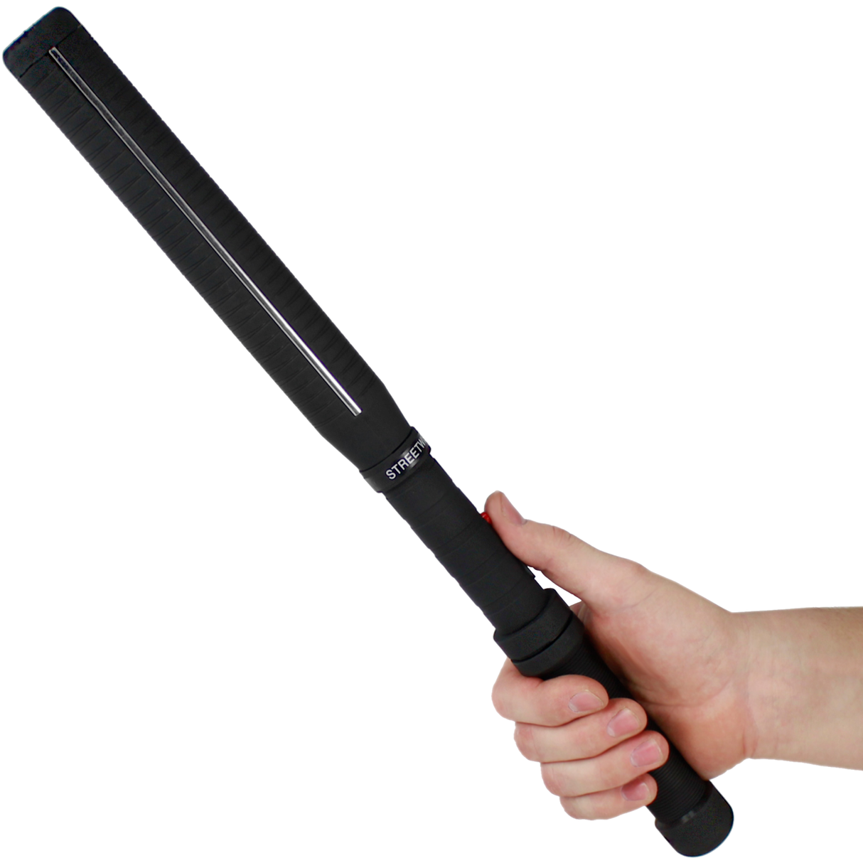 18 inch Lightning Rod LED Stun Gun Baton from Streetwise in hand