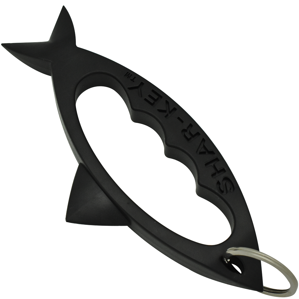 Black shark-shaped self-defense keychain from Streetwise