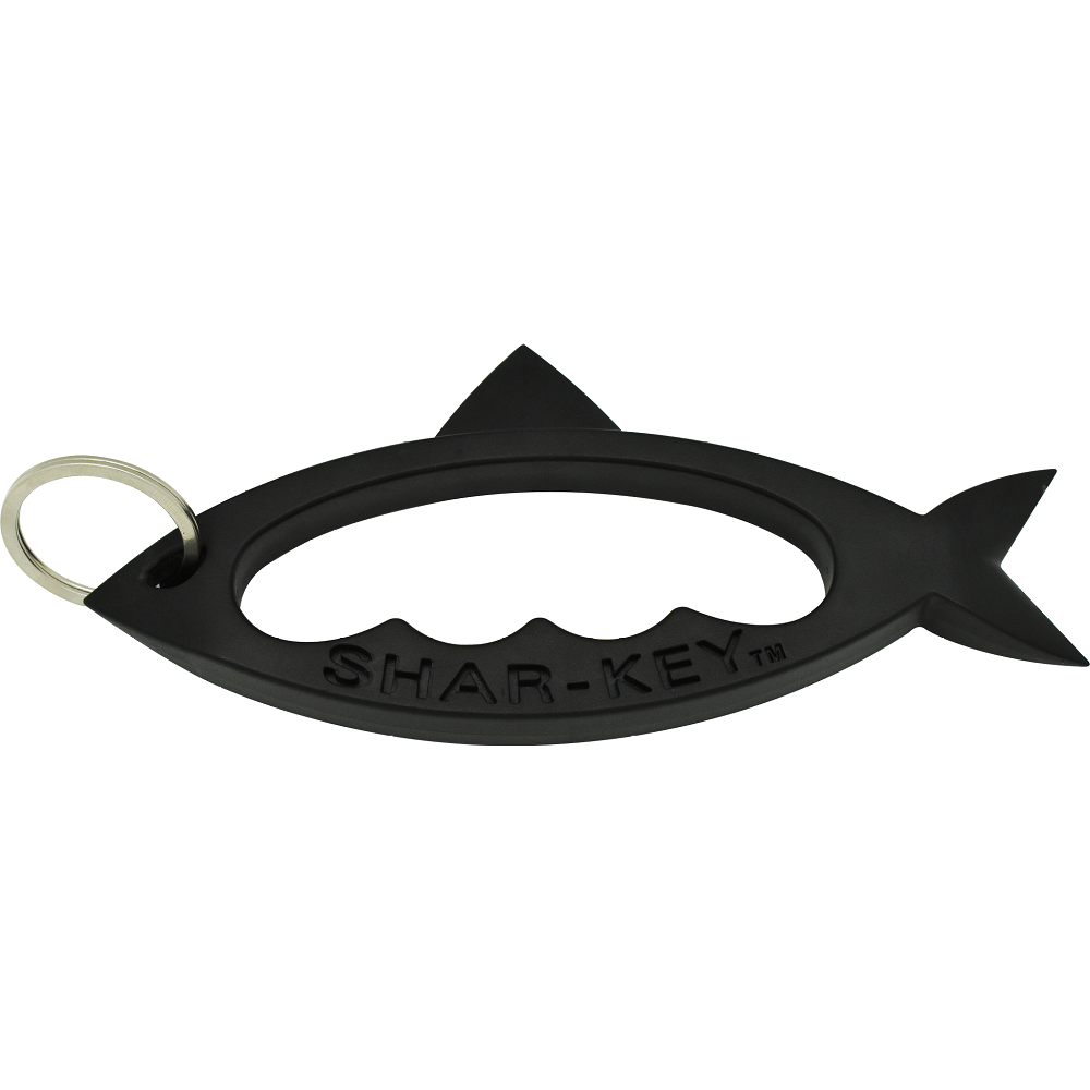 Black shark-shaped self-defense keychain from Streetwise