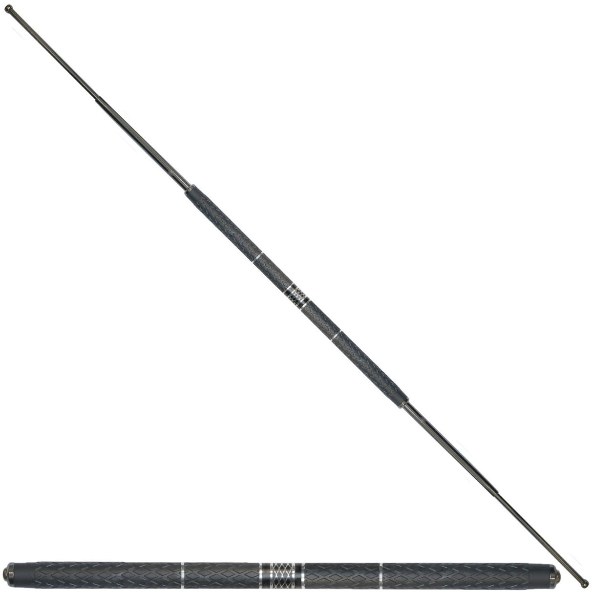 a view of the Streetwise™ Expandable Solid Steel Baton Bo Staff 5' fully expanded.
