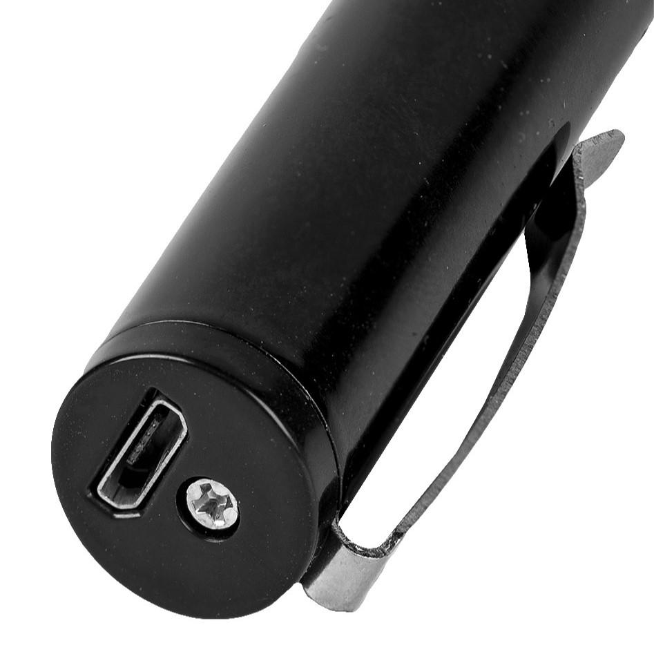 Close up view of Top Part of Streetwise Pain Pen showing its usb port and metal clip