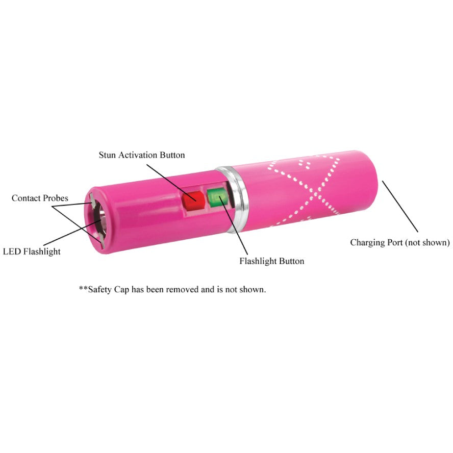 Key Features/Parts of the Streetwise Pink Perfume Protector Disguised Rechargeable Stun Gun