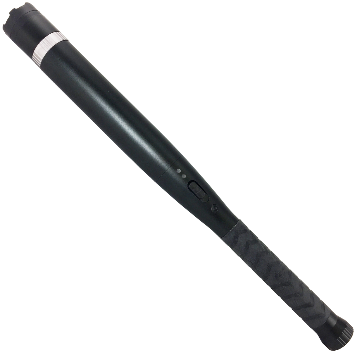 a back view of the Streetwise Triple Defender 17.5" LED Stun Gun Baton 27M, showing its buttons.
