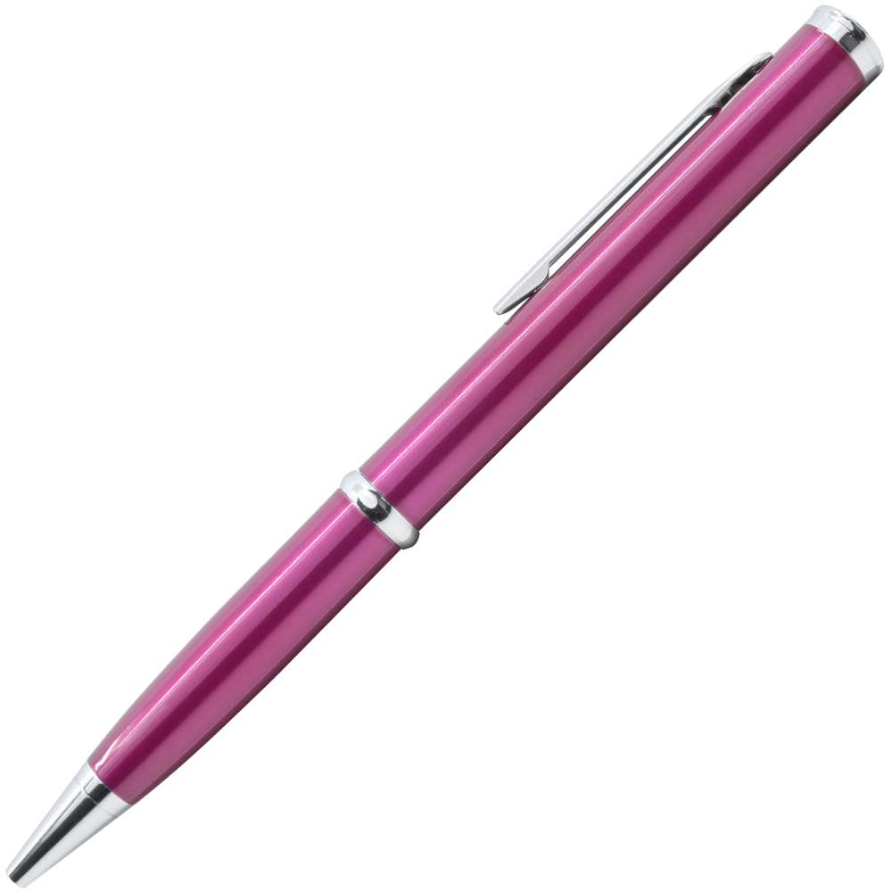 Dark Pink 2.13" Weapontek Concealed Stainless Steel Serrated Pen Knife with cap on