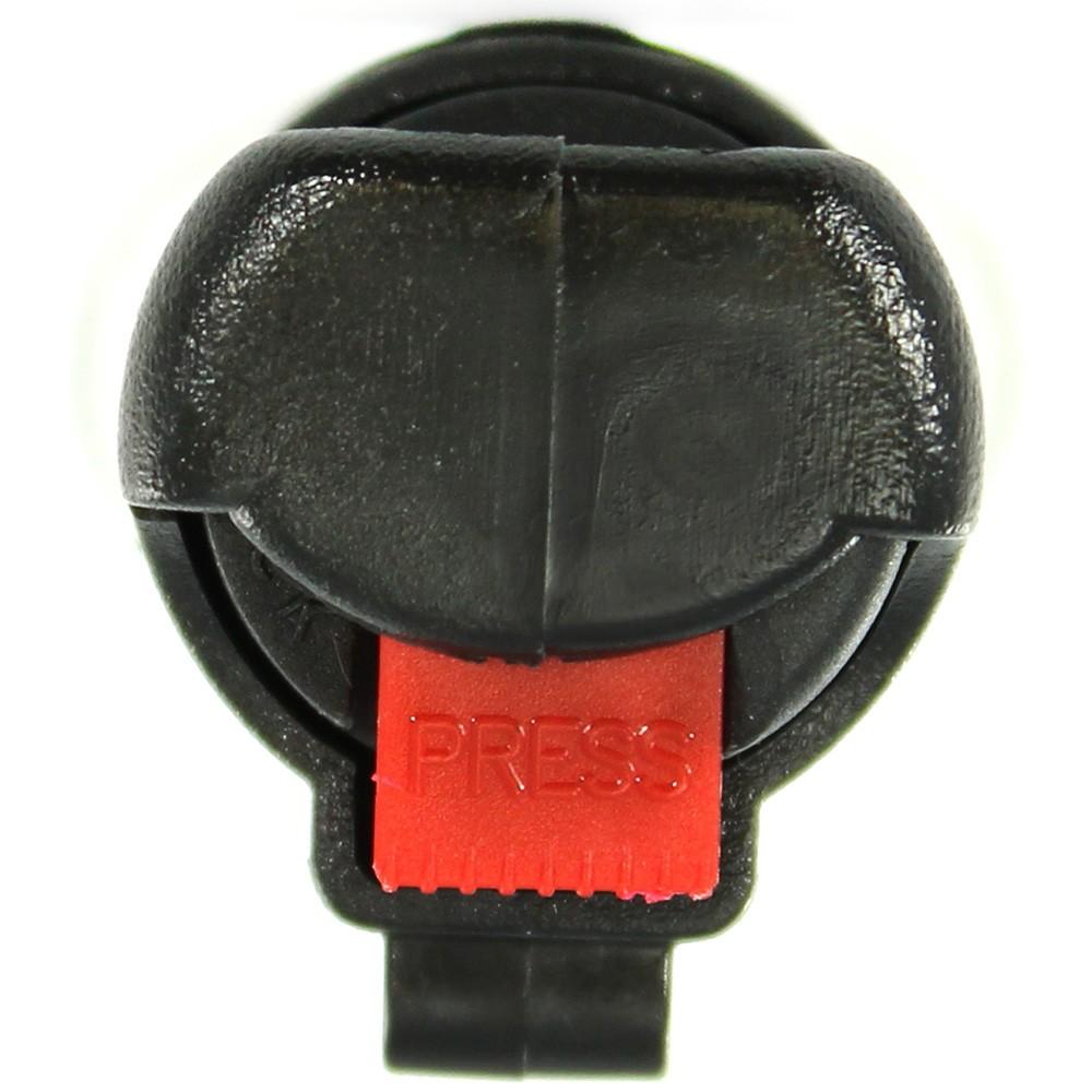 a close up view of the Protector 18 Hard Shell Keychain Pepper Spray Black to its spray