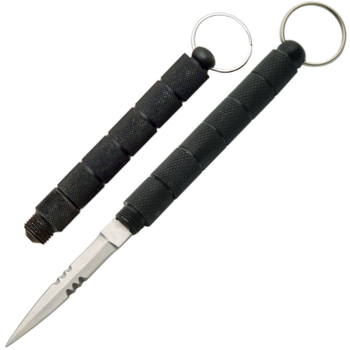 WeaponTek Tactical Keychain Kubotan Concealed Serrated Knife with keychain