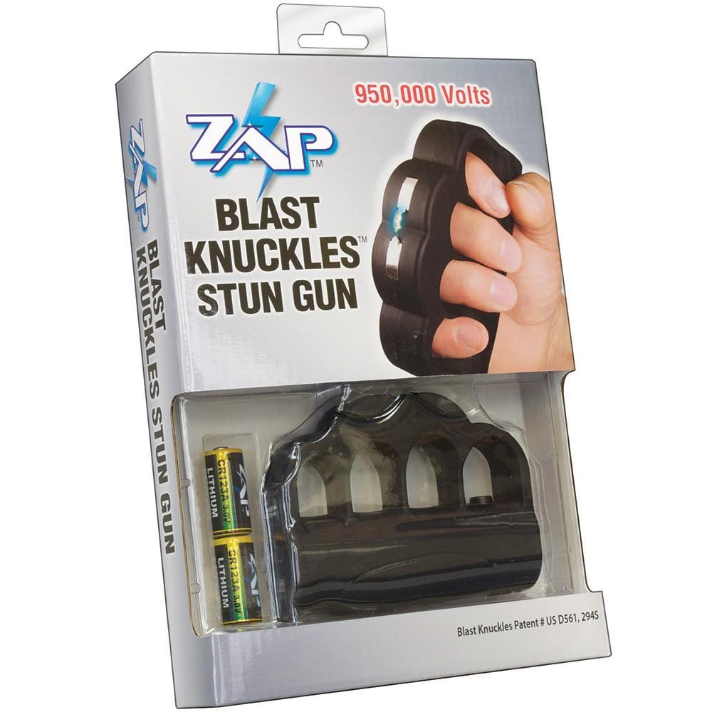 ZAP™ Blast Knuckles Stun Gun Black in its packaging