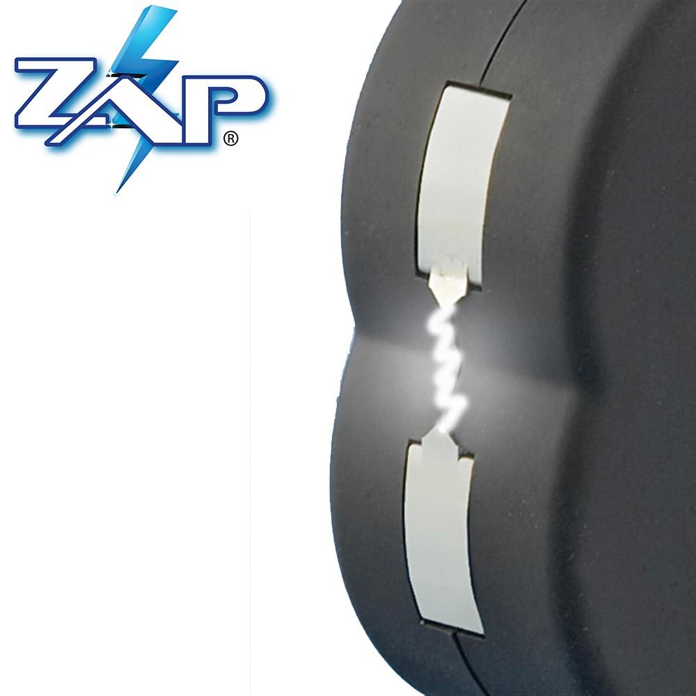 a closeup view of the ZAP Blast Knuckles Stun Gun's metal prongs