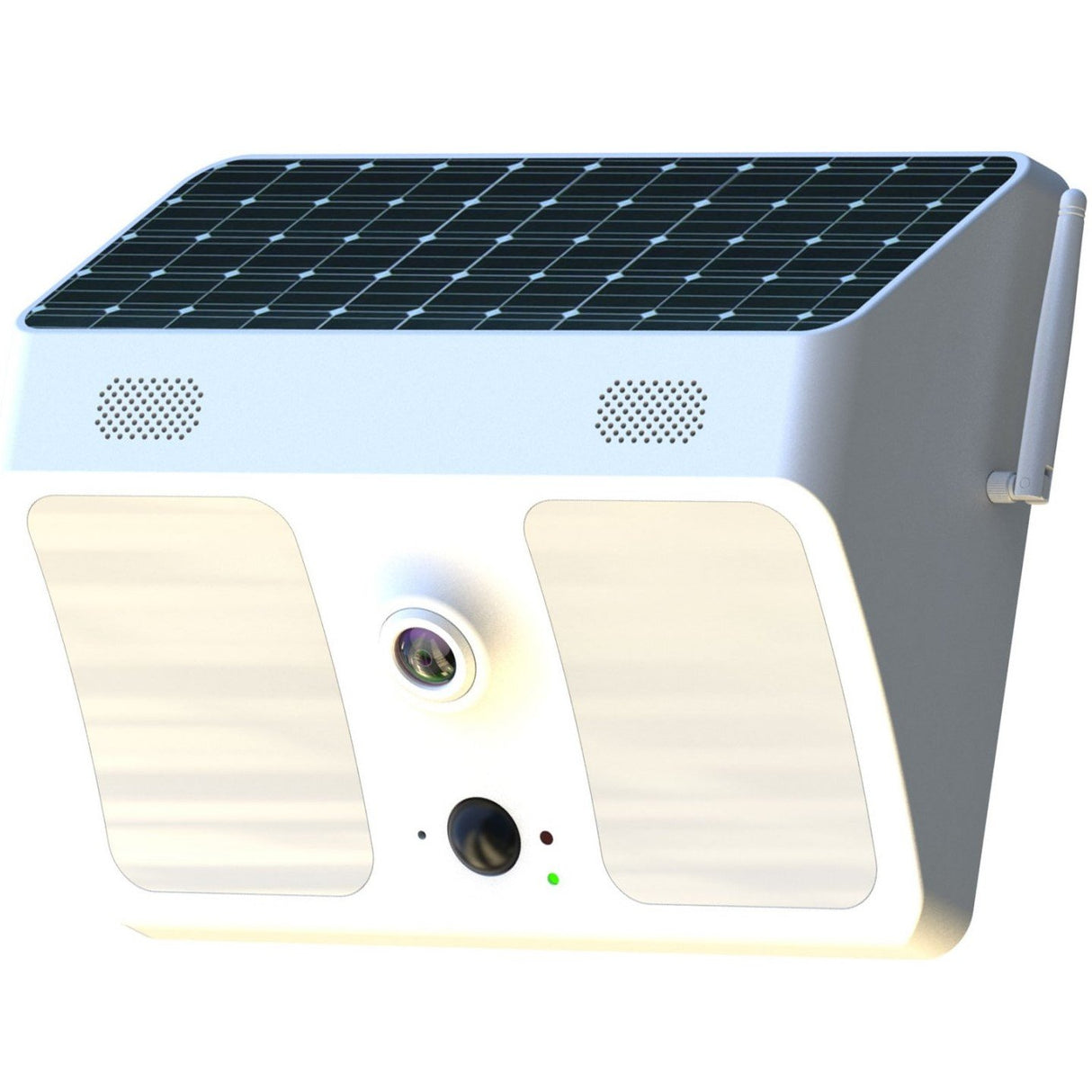White Solar-powered Home Night Vision Floodlight Security Camera