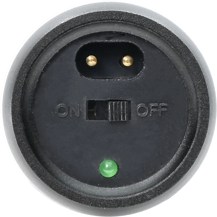 Close up view of the botton of 14.6 Mini Rechargeable LED Spiked Stun Gun Baton