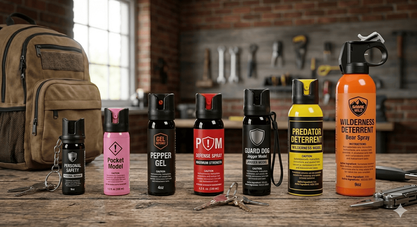 Types of pepper spray including gel pepper spray, marking pepper spray, and personal defense sprays for everyday carry