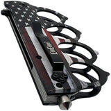 Side angle of 3.5" ElitEdge American Flag Knuckle Duster Trench Knife w/ Glassbreaker