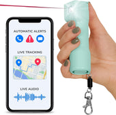 Secondary image - Plegium® Smart LED Alarm Red UV Dye Marking Keychain Defense Spray w/ Safety App