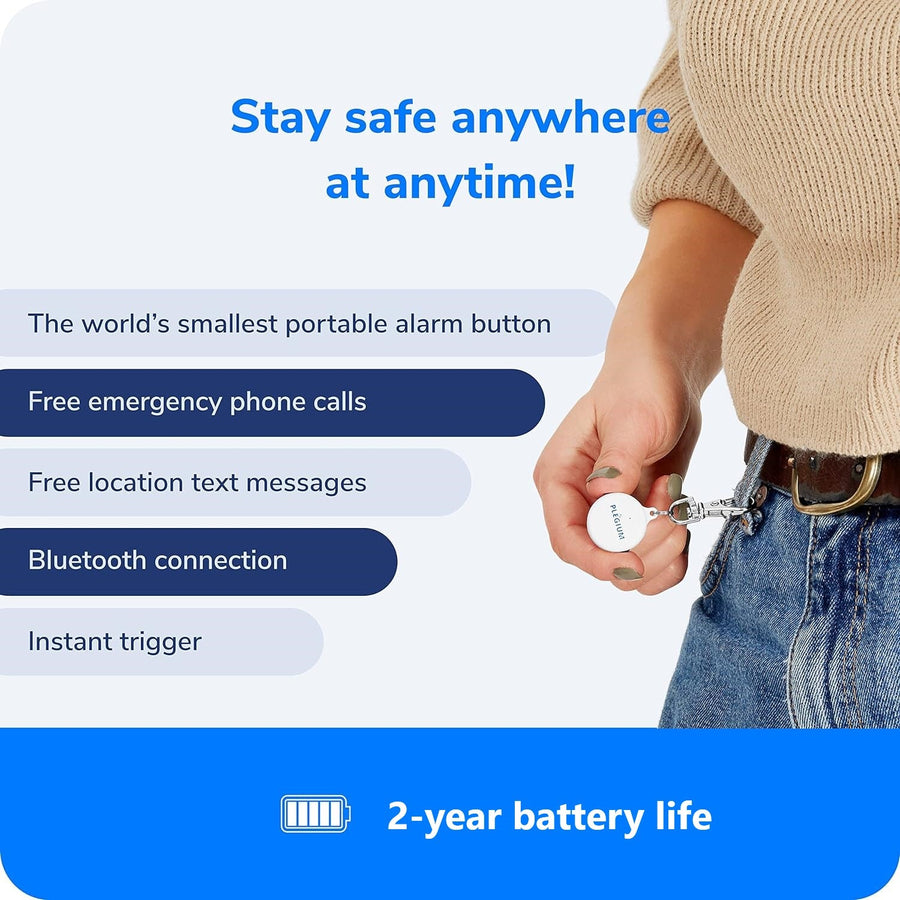 Plegium® Smart Emergency Button Personal Keychain GPS Tracker Panic Alarm