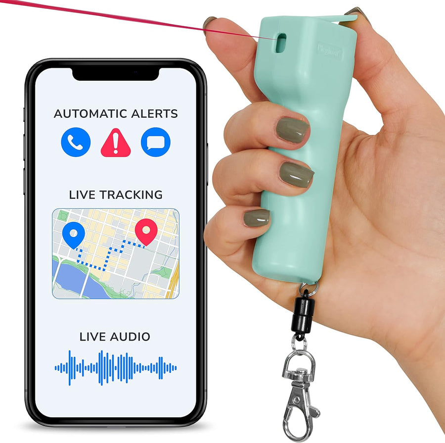 Plegium® Smart Mini Red UV Dye Marking Keychain Pepper Spray w/ Safety App