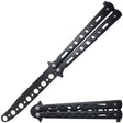 3.75" Black Butterfly Trainer Fake Folding Pocket Knife showin in open and folded state