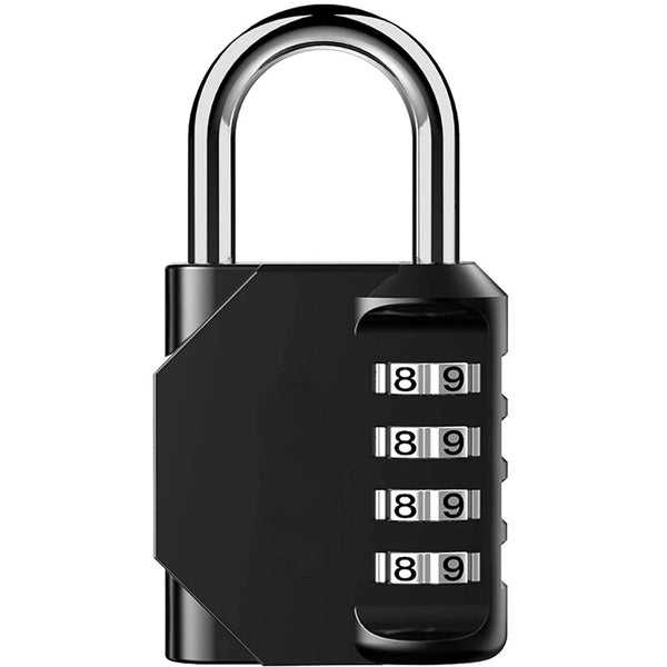 A black portable waterproof  keyless padlock with a 4-digit combination lock from GorillaLock