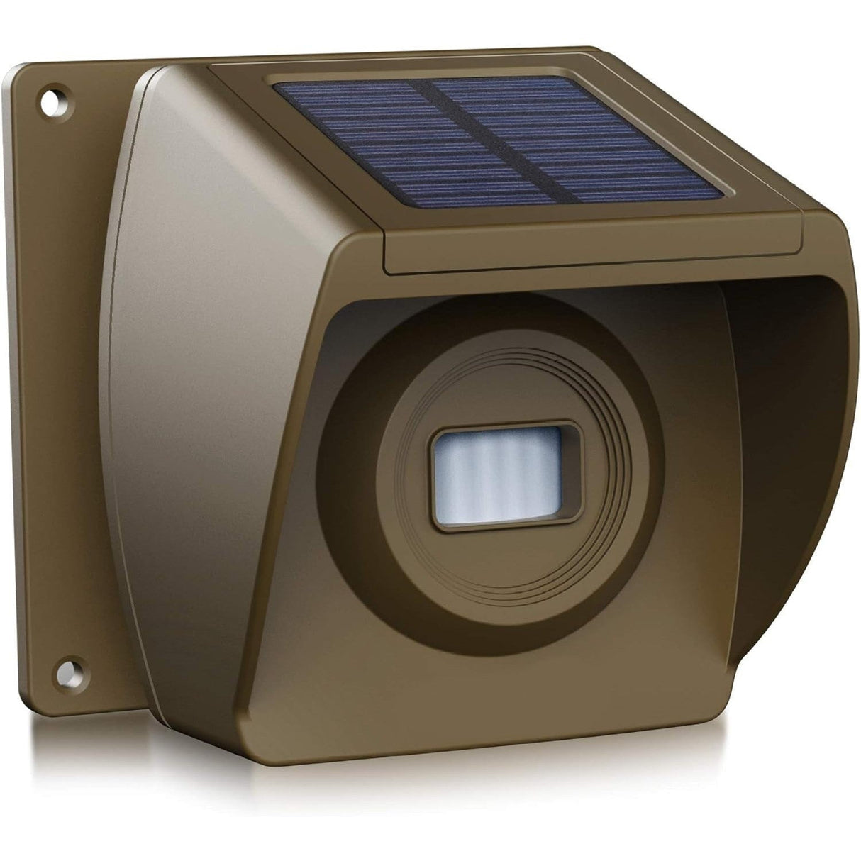 Brown Crow Alert Add-on Wireless Outdoor Motion Sensor Transmitter with a visible solar panel on top and a lens in the front, designed for outdoor use.