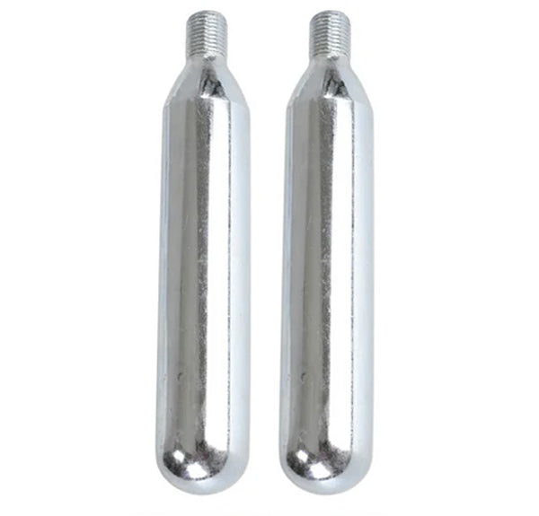 A 2-Pack of silver Byrna 88 Gram CO2 Cylinders