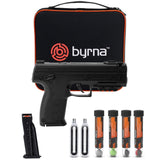 A bundle of Byrna LE Pepper Non-Lethal Self-Defense Projectile Gun containing 5-Round Magazines, CO2 Cylinders, Tube of Byrna Pepper Projectiles